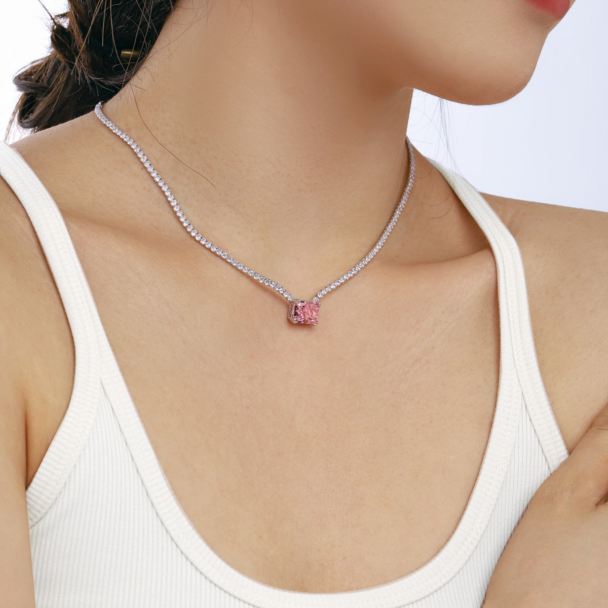 [CiCi]4.0 Carat Elegant Radiant Cut Necklace