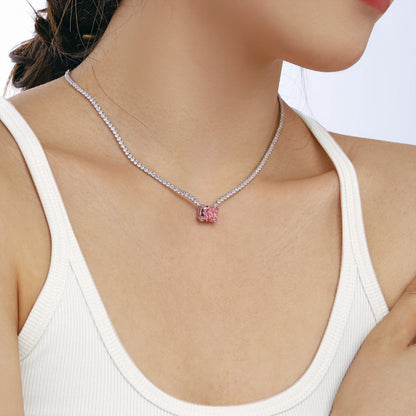[CiCi]4.0 Carat Elegant Radiant Cut Necklace