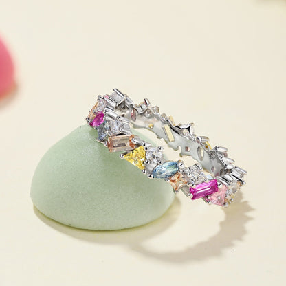 [CiCi]Dazzling Polychromatic Multi cut Daily Ring