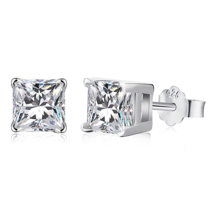 [CiCi]1.0 Carat Radiant Princess Cut Wedding Earrings