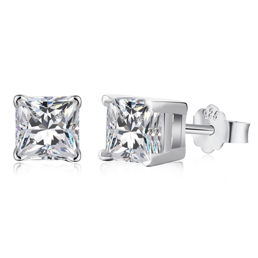 [CiCi]1.0 Carat Radiant Princess Cut Wedding Earrings