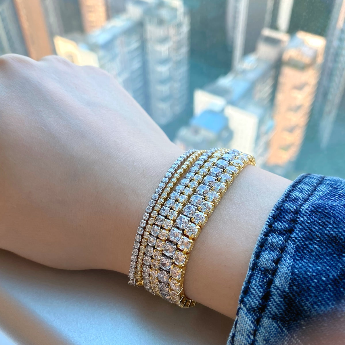 [CiCi]Sparkling Radiant Princess Cut Tennis Bracelet