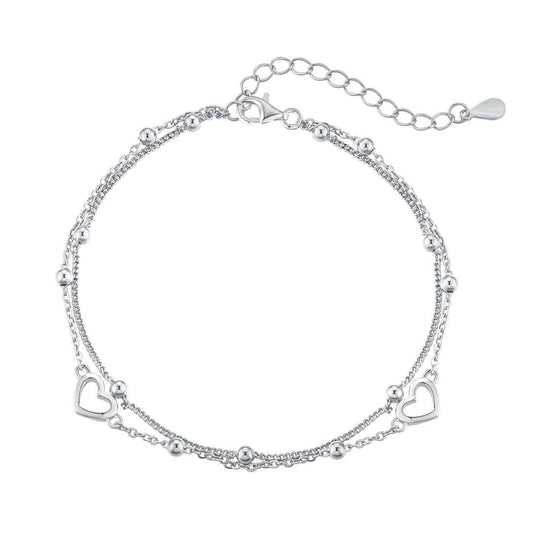 [CiCi]Dainty Double Layer Love Heart Bracelet