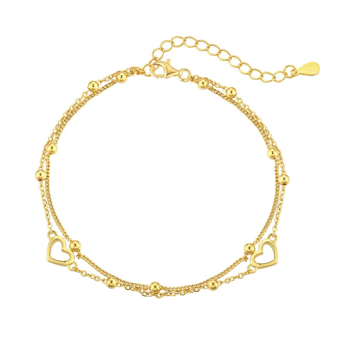 [CiCi]Dainty Double Layer Love Heart Bracelet