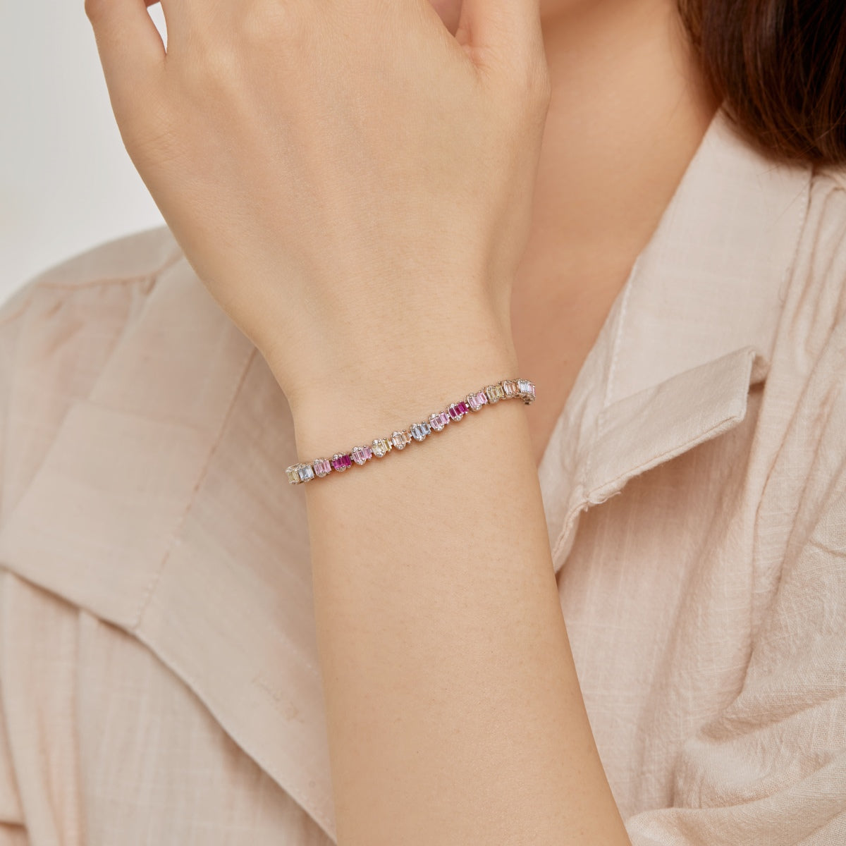 [CiCi]Delicate Colorful Emerald Cut Party Bracelet