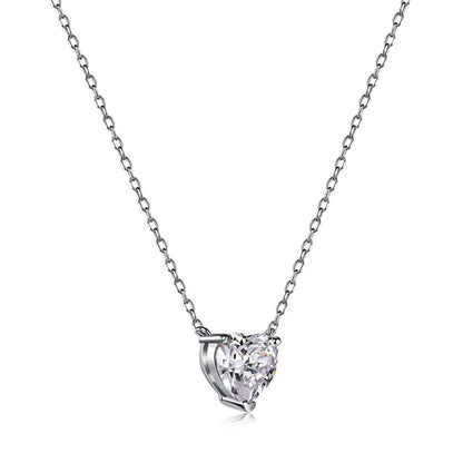 [CiCi]Heart Shape Main Stone Pendant Collarbone Necklace
