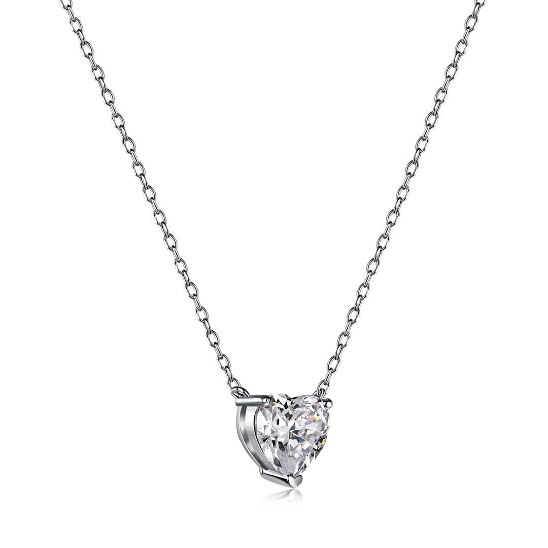 [CiCi]Heart Shape Main Stone Pendant Collarbone Necklace