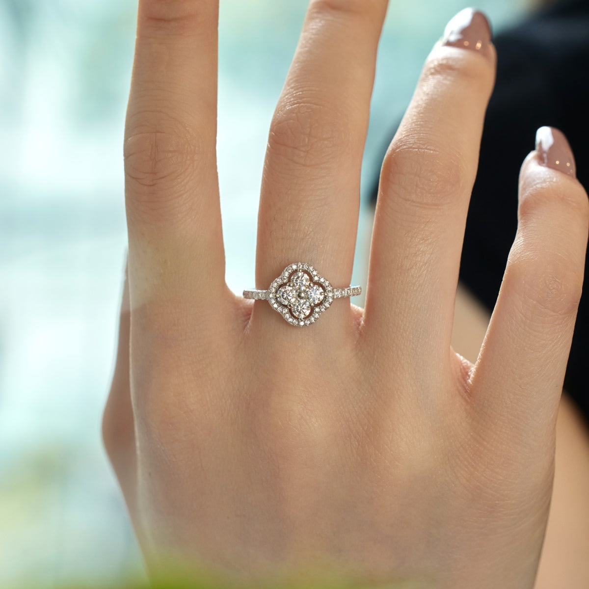 [CiCi]Four Leaf Clover Flower Design Ring