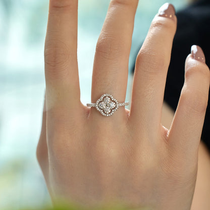 [CiCi]Four Leaf Clover Flower Design Ring