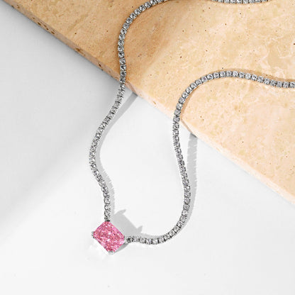 [CiCi]4.0 Carat Elegant Radiant Cut Necklace