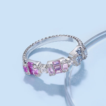 [CiCi]Unique Colorful Emerald Cut Party Ring