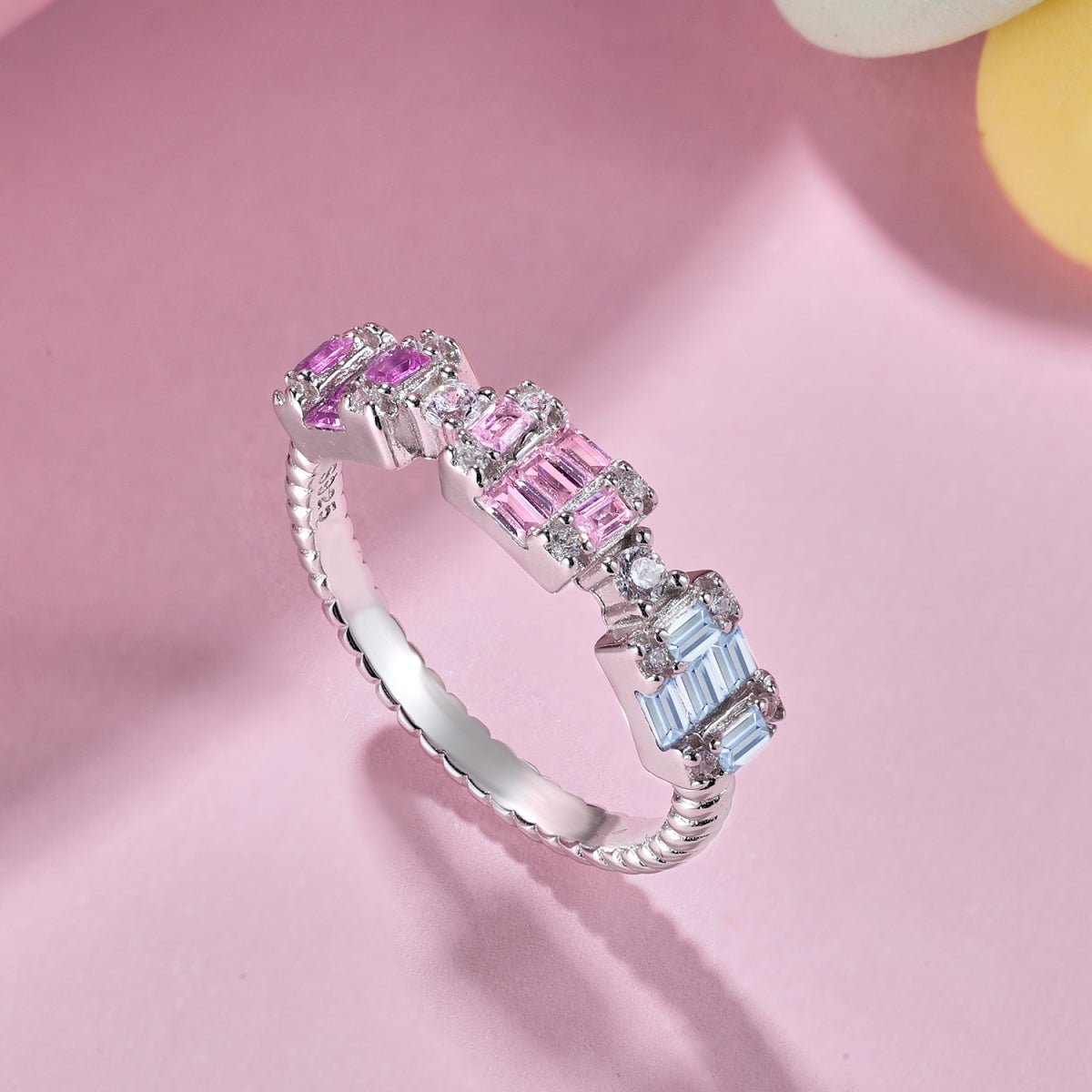 [CiCi]Unique Colorful Emerald Cut Party Ring