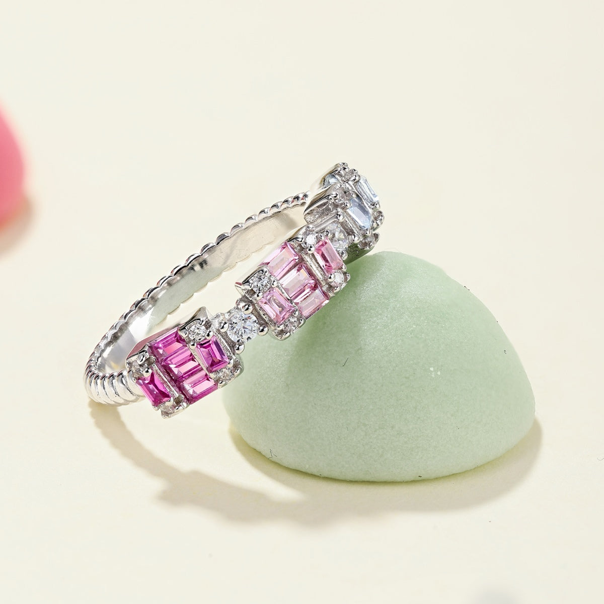 [CiCi]Unique Colorful Emerald Cut Party Ring
