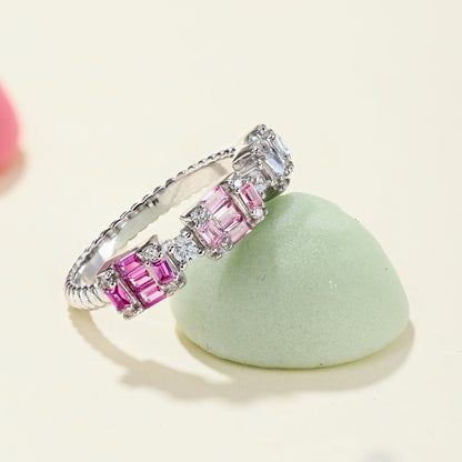 [CiCi]Unique Colorful Emerald Cut Party Ring