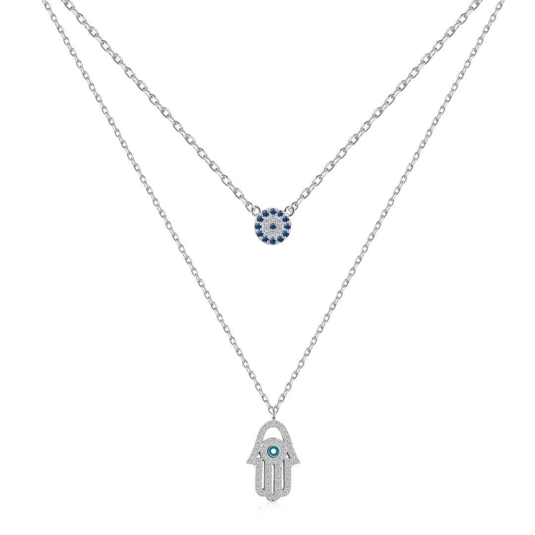 [CiCi]Demon Eye Hamsa Palm Necklace