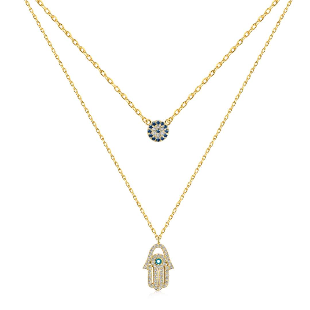 [CiCi]Demon Eye Hamsa Palm Necklace