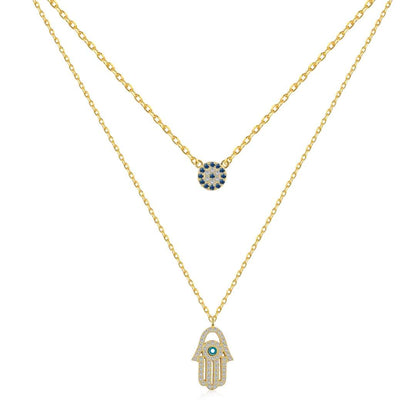 [CiCi]Demon Eye Hamsa Palm Necklace