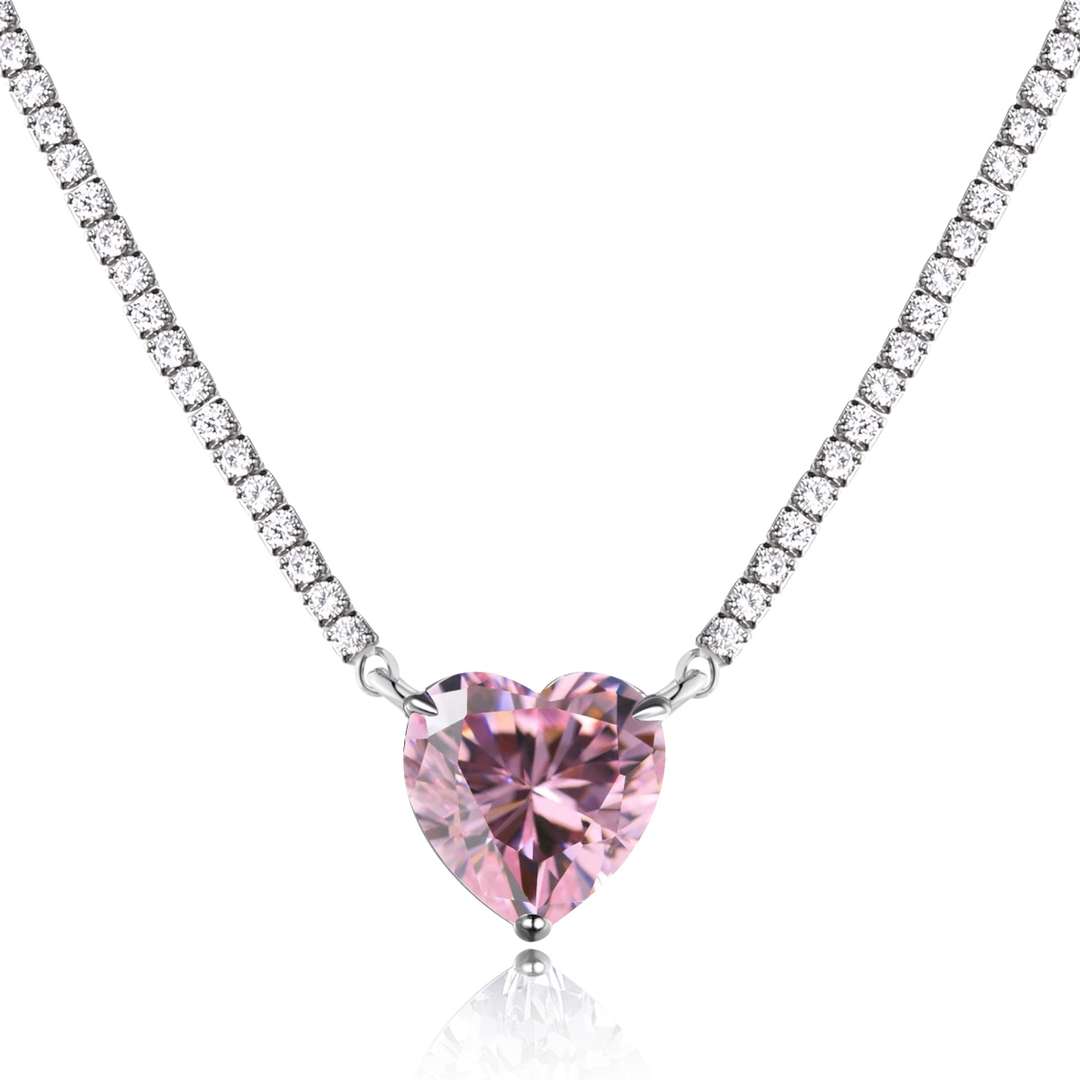 [CiCi]8.0 Carat Versatile Colorful Sweet Heart-Shaped Tennis Necklace