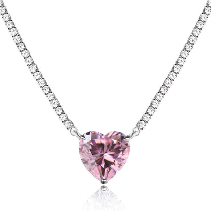 [CiCi]8.0 Carat Versatile Colorful Sweet Heart-Shaped Tennis Necklace