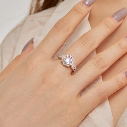 [CiCi]Delicate Colorful Round Cut Flower Shape Wedding Ring