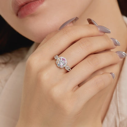 [CiCi]Delicate Colorful Round Cut Flower Shape Wedding Ring