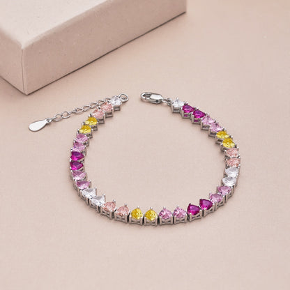 [CiCi]Luxurious Colorful Romantic Heart Shape Lover Bracelet
