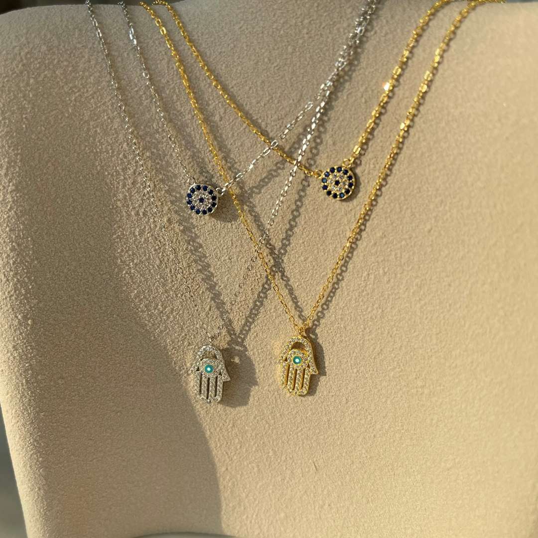 [CiCi]Demon Eye Hamsa Palm Necklace