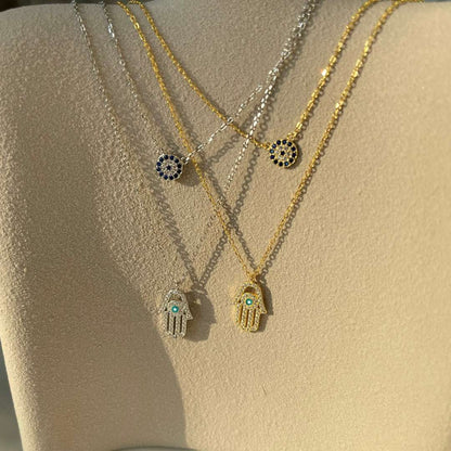 [CiCi]Demon Eye Hamsa Palm Necklace