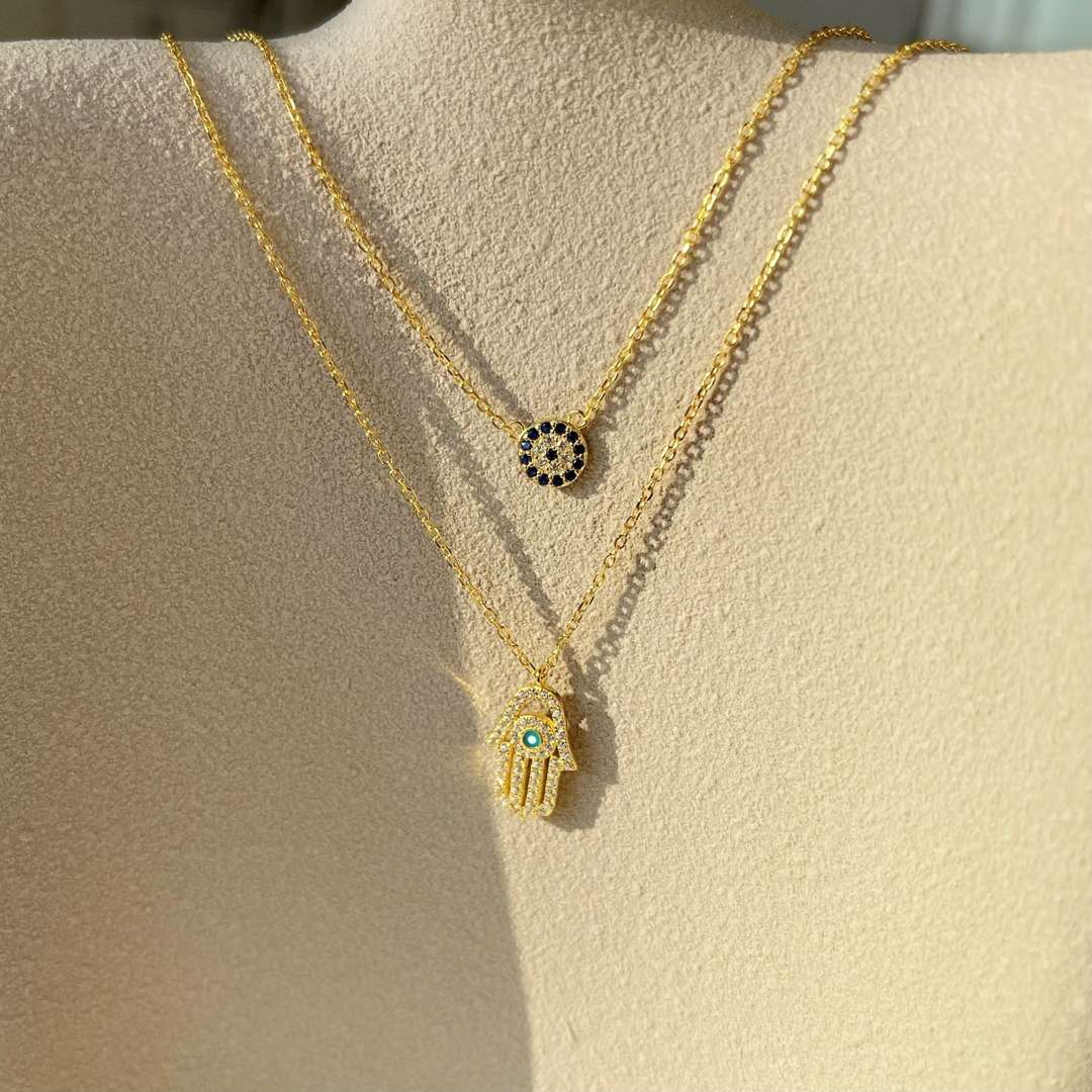 [CiCi]Demon Eye Hamsa Palm Necklace