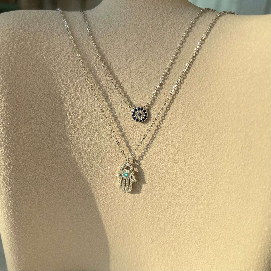 [CiCi]Demon Eye Hamsa Palm Necklace