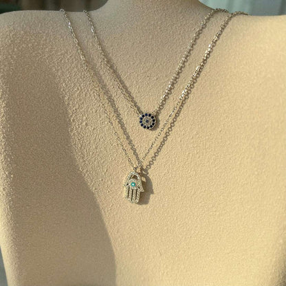 [CiCi]Demon Eye Hamsa Palm Necklace