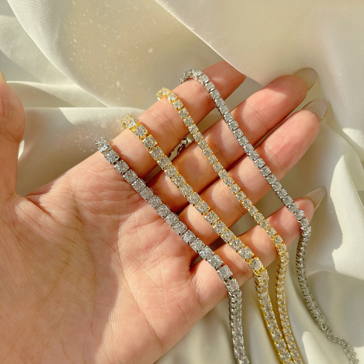 [CiCi]Sparkling Radiant Princess Cut Tennis Bracelet