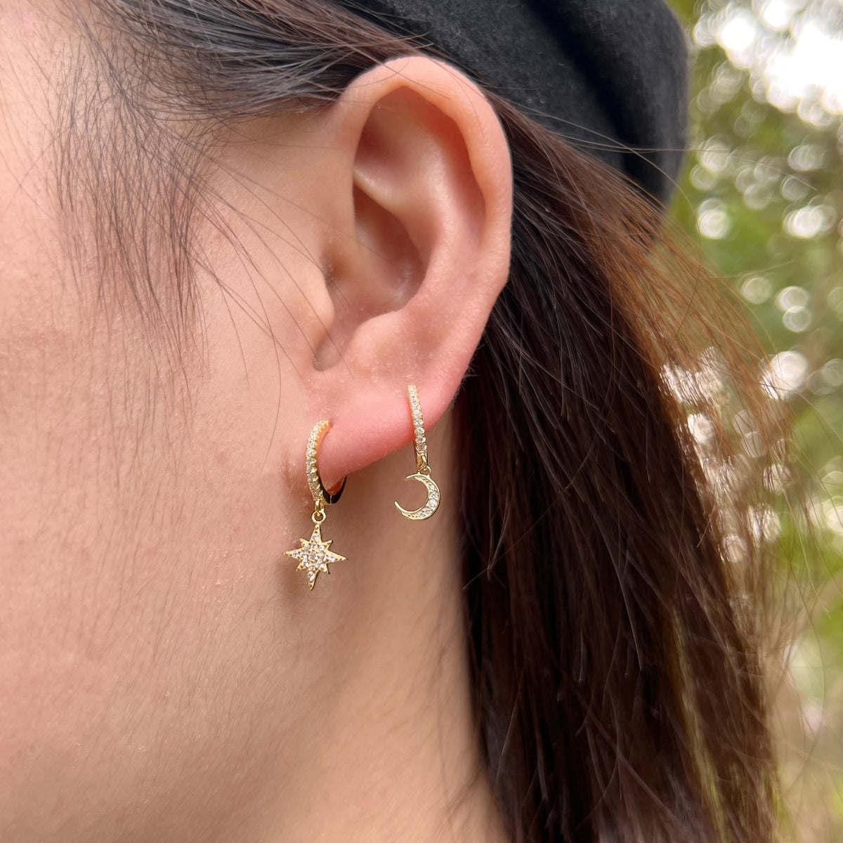 [CiCi]Star and Moon Asymmetric Earrings