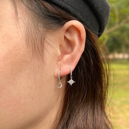 [CiCi]Star and Moon Asymmetric Earrings