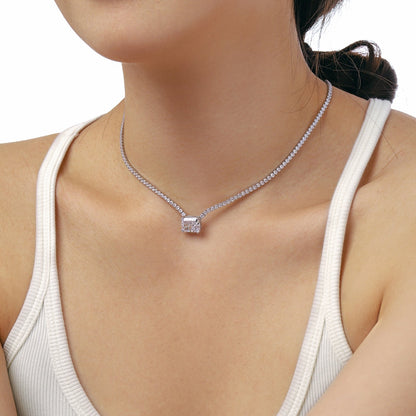 [CiCi]4.0 Carat Elegant Radiant Cut Necklace