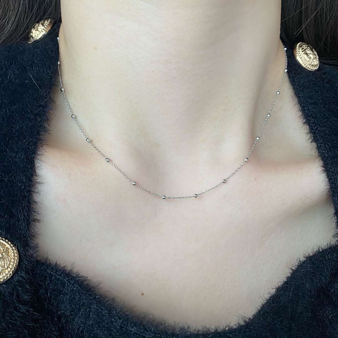 [CiCi]Small Bead Clavicle Chain Simple Necklace