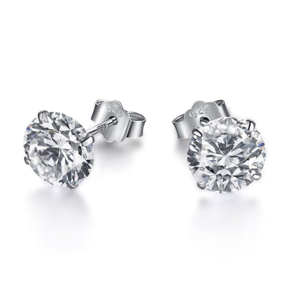 [CiCi]Stylish Shiny Round Center Stone Stud Earrings