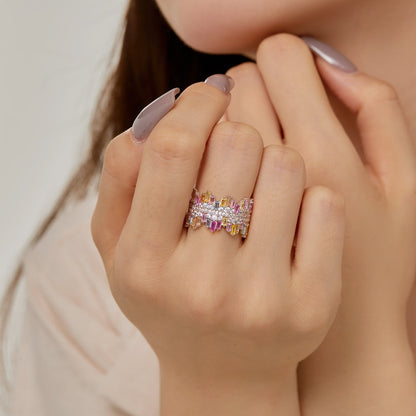 [CiCi]Luxurious Colorful Radiant Cut Daily Ring