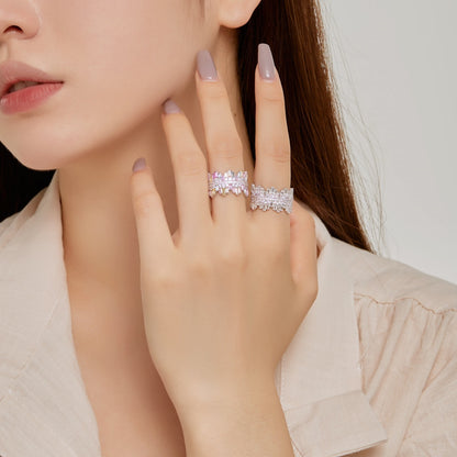 [CiCi]Luxurious Colorful Radiant Cut Daily Ring