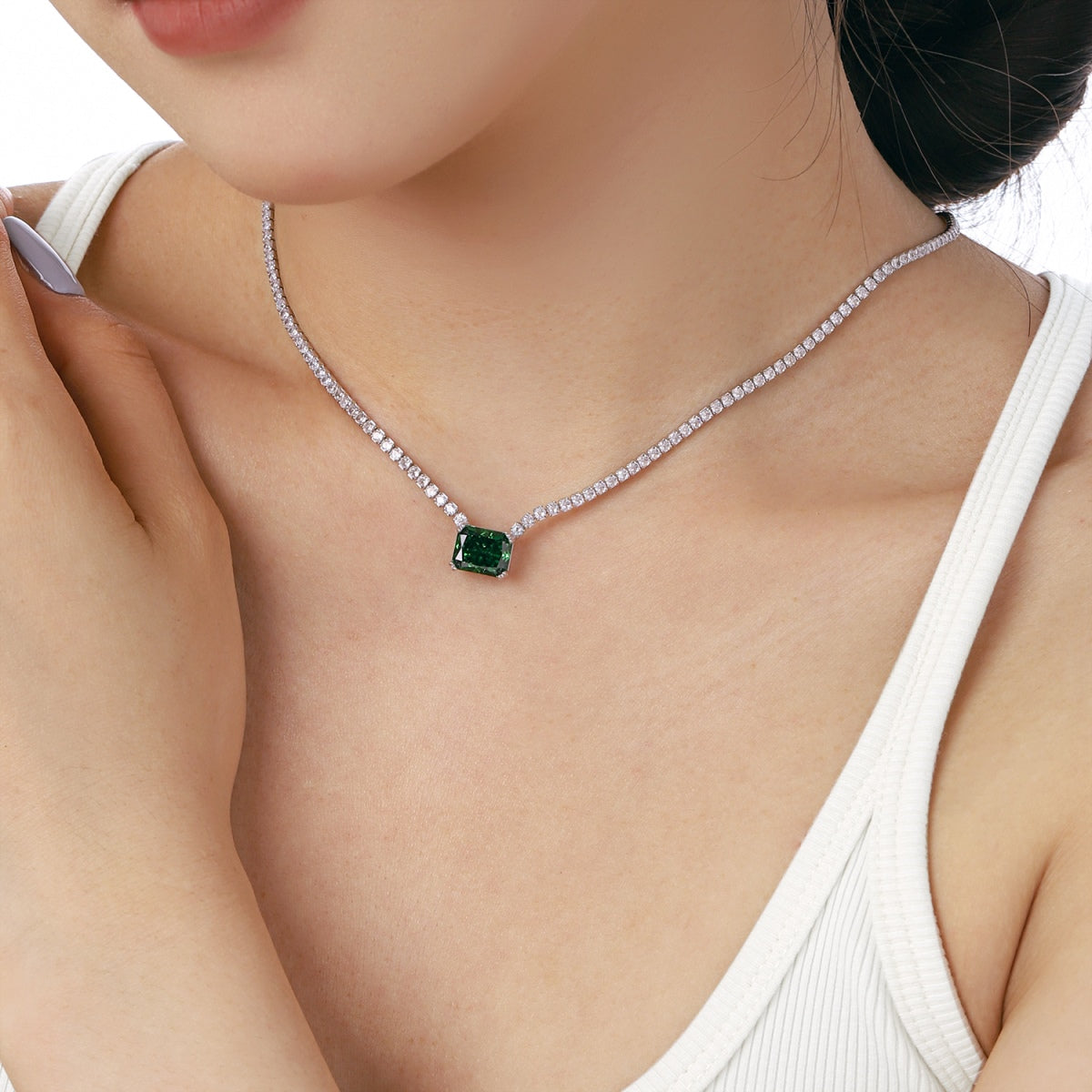 [CiCi]4.0 Carat Elegant Radiant Cut Necklace