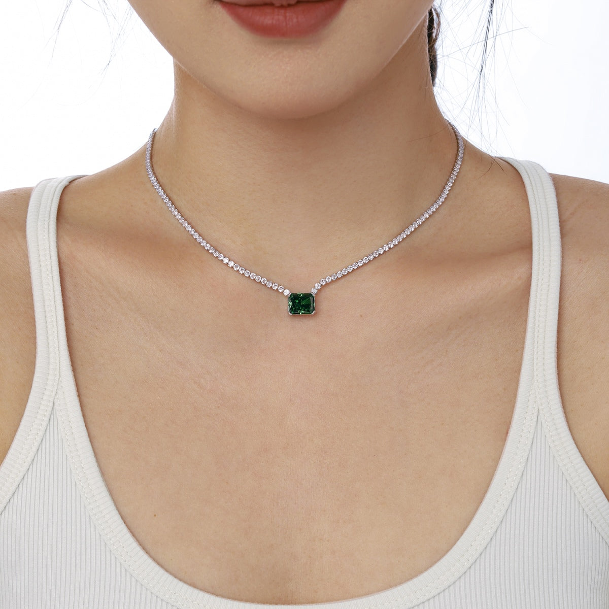 [CiCi]4.0 Carat Elegant Radiant Cut Necklace