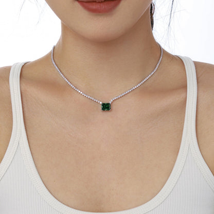 [CiCi]4.0 Carat Elegant Radiant Cut Necklace