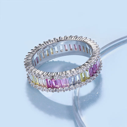 [CiCi]Dainty Kaleidoscopic Emerald Cut Daily Ring
