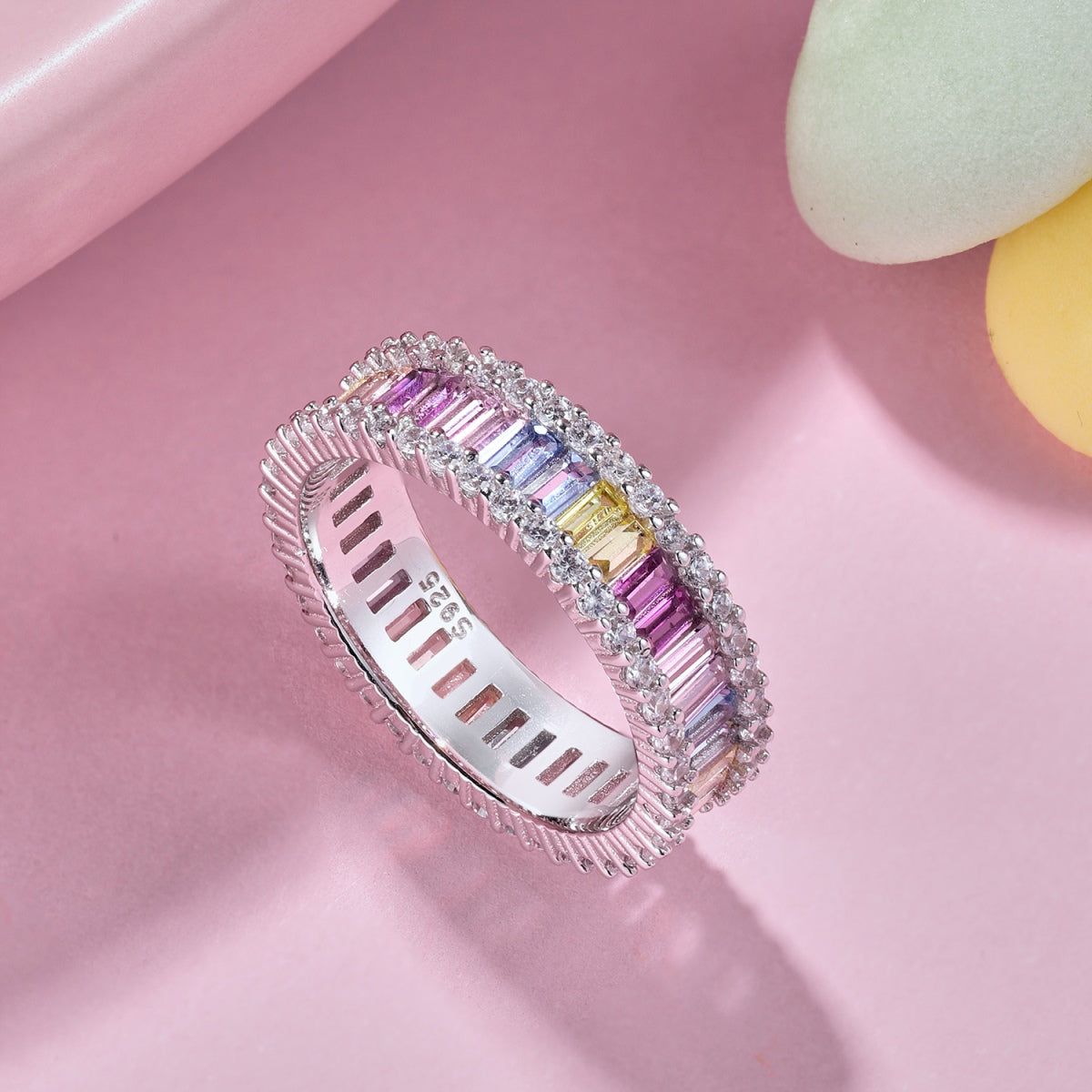 [CiCi]Dainty Kaleidoscopic Emerald Cut Daily Ring
