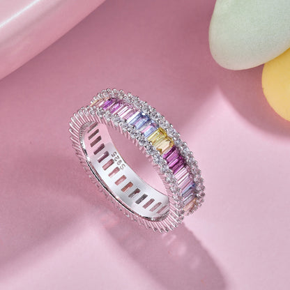 [CiCi]Dainty Kaleidoscopic Emerald Cut Daily Ring