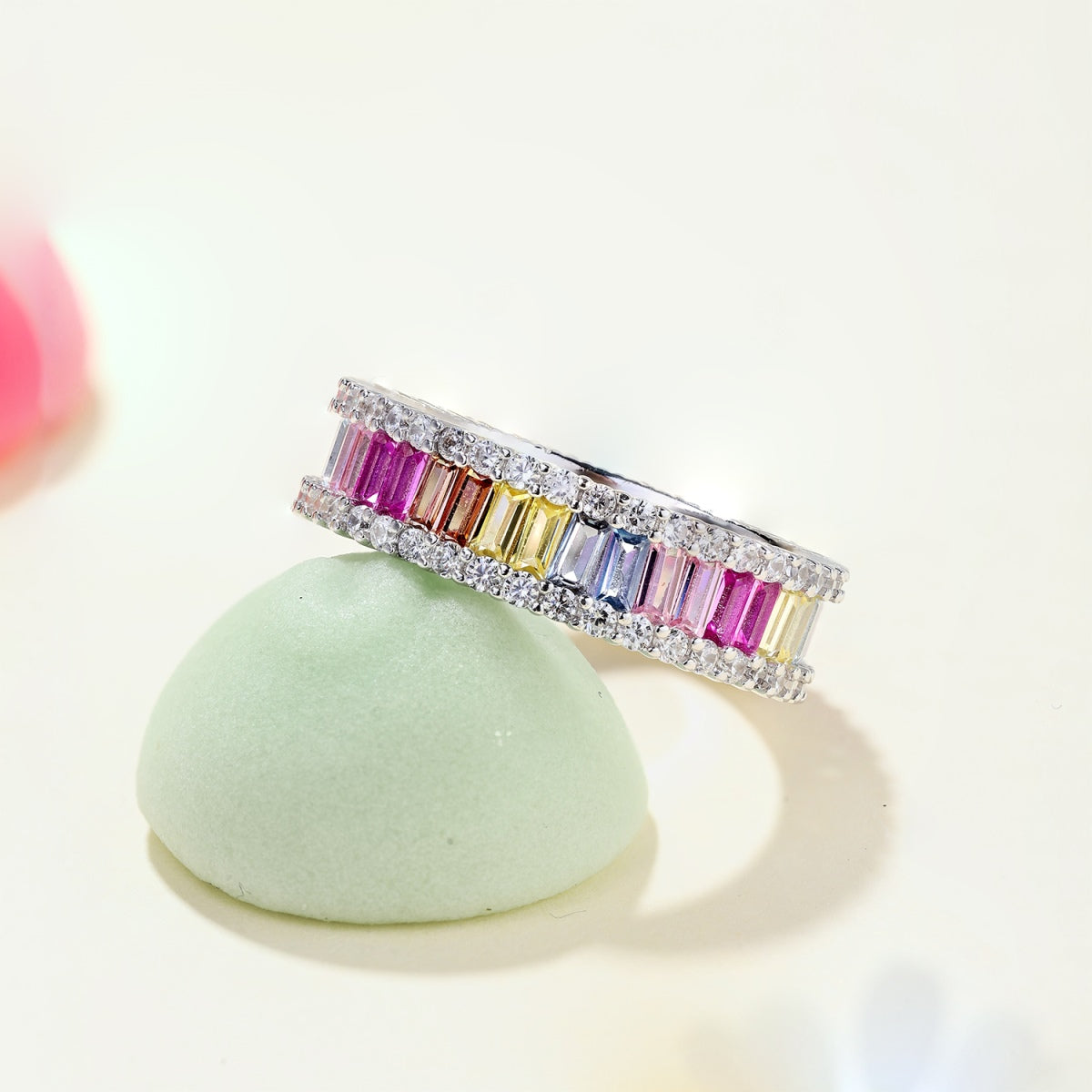 [CiCi]Dainty Kaleidoscopic Emerald Cut Daily Ring