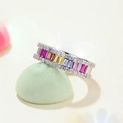 [CiCi]Dainty Kaleidoscopic Emerald Cut Daily Ring