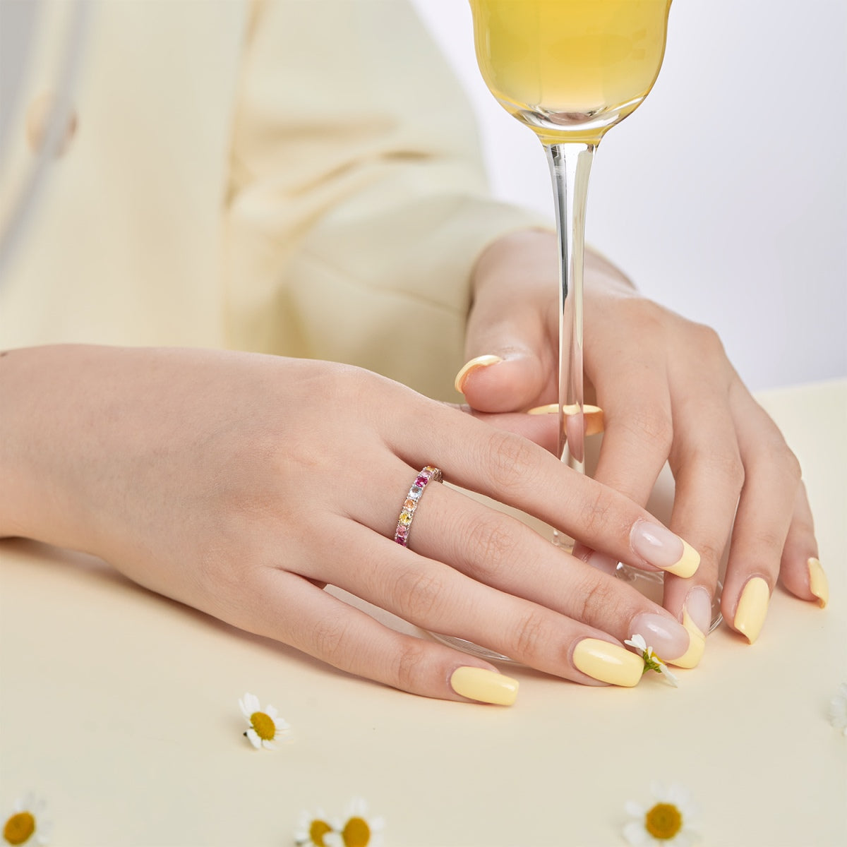 [CiCi]Dazzling Lustrous Round Cut Tennis Ring