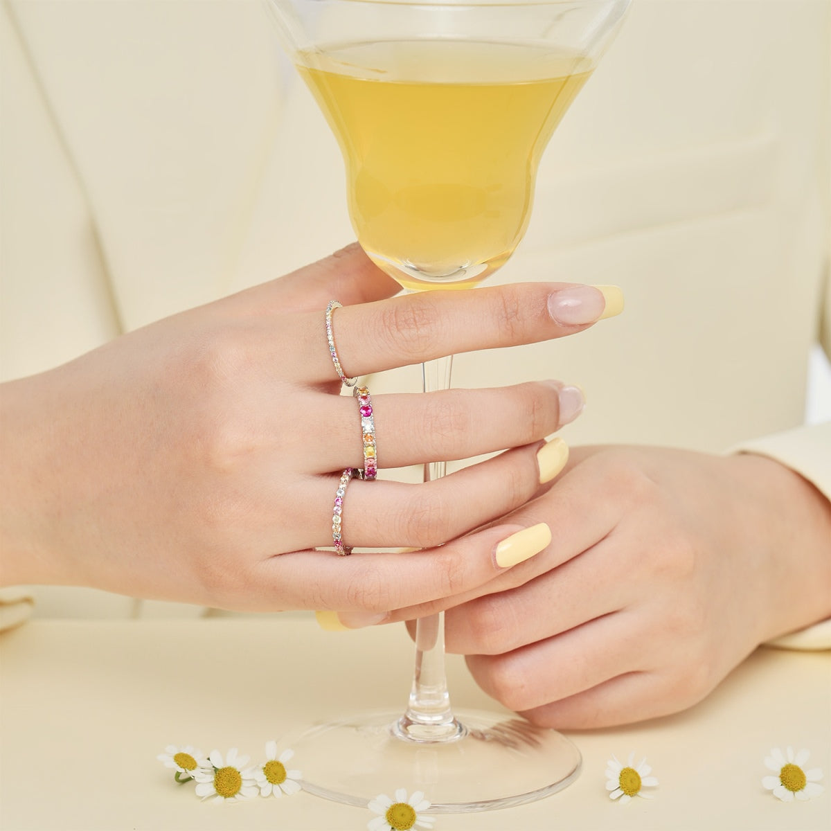 [CiCi]Dazzling Lustrous Round Cut Tennis Ring