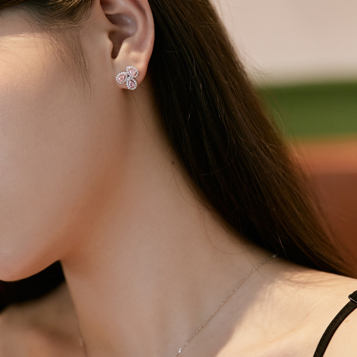 [CiCi]Ornate Flower Shape Pear Cut Lover Earrings